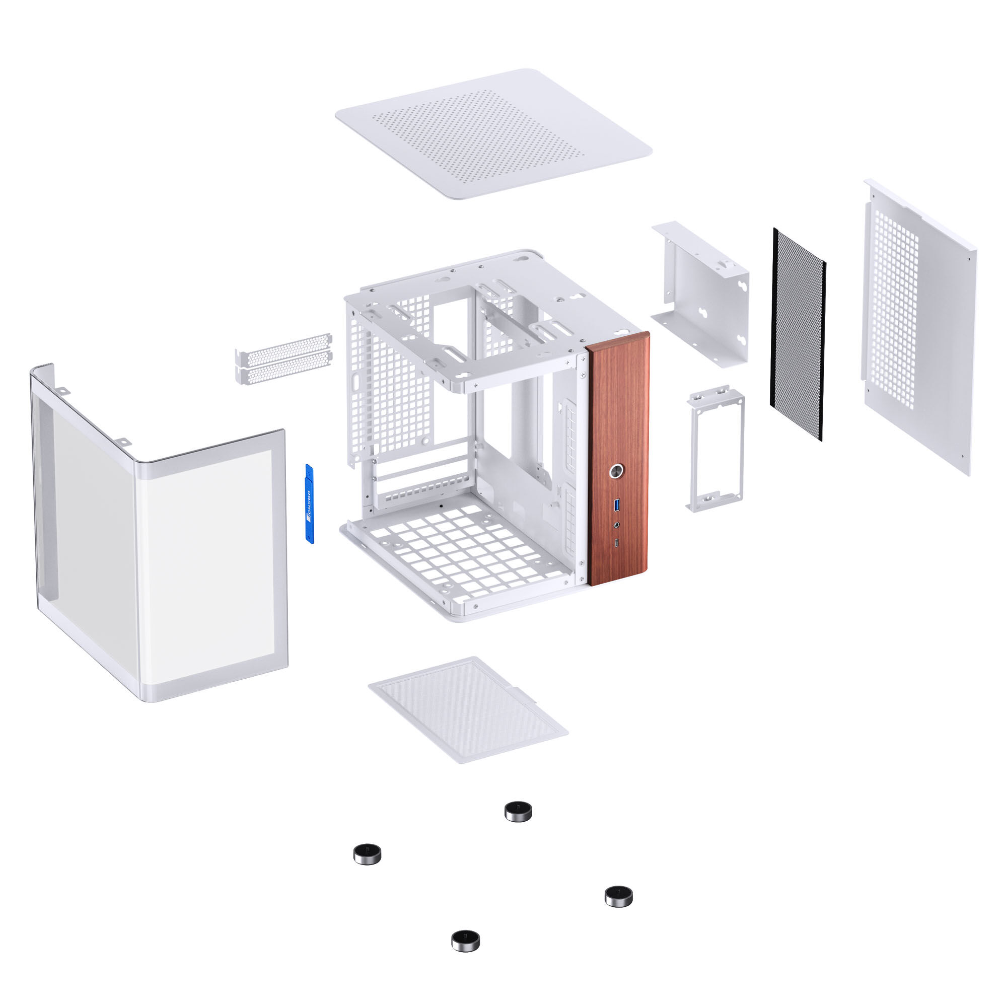Jonsbo TK-0 PC Case, Mini-Tower, Mini-ITX, Tempered Glass, Wood - White : image 11