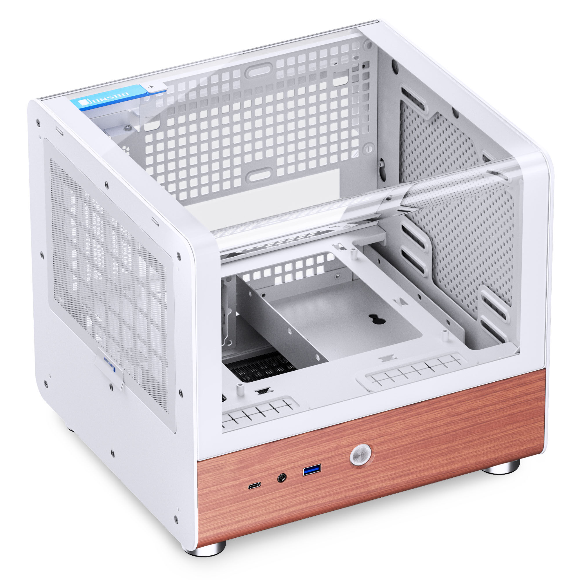 Jonsbo TK-0 PC Case, Mini-Tower, Mini-ITX, Tempered Glass, Wood - White : image 9