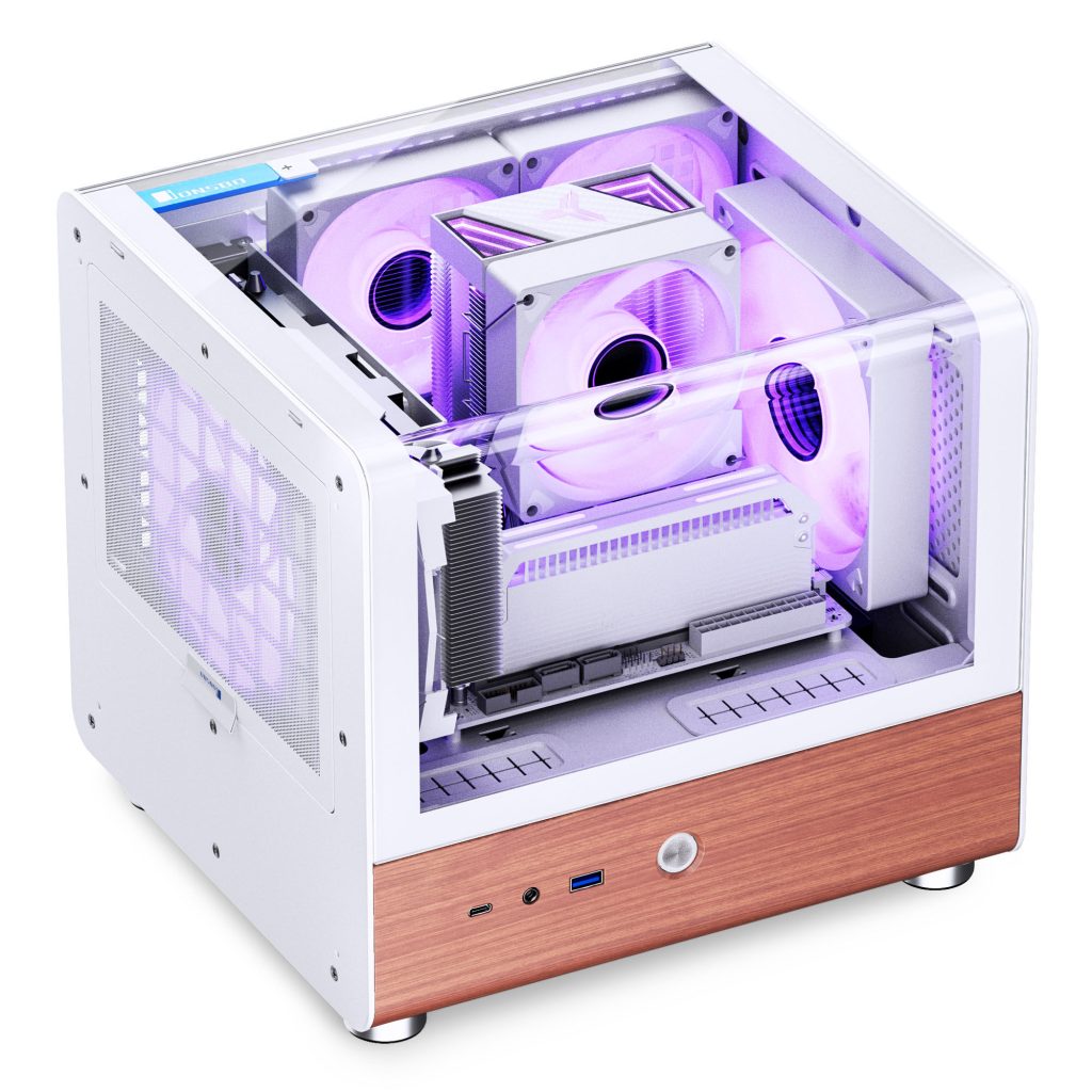 Jonsbo TK-0 PC Case, Mini-Tower, Mini-ITX, Tempered Glass, Wood - White : image 8