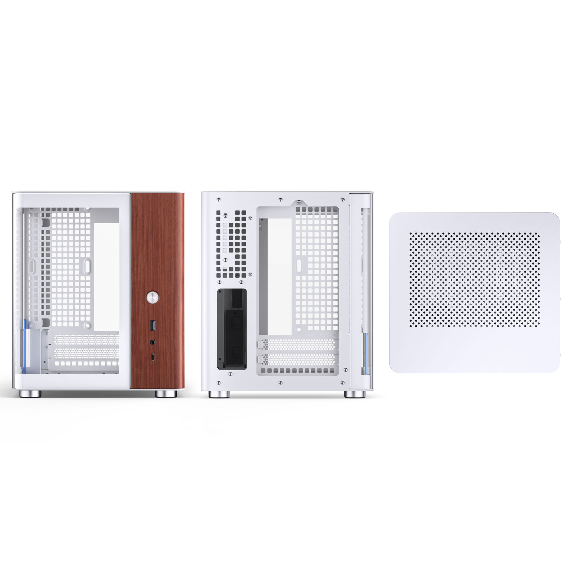 Jonsbo TK-0 PC Case, Mini-Tower, Mini-ITX, Tempered Glass, Wood - White : image 3