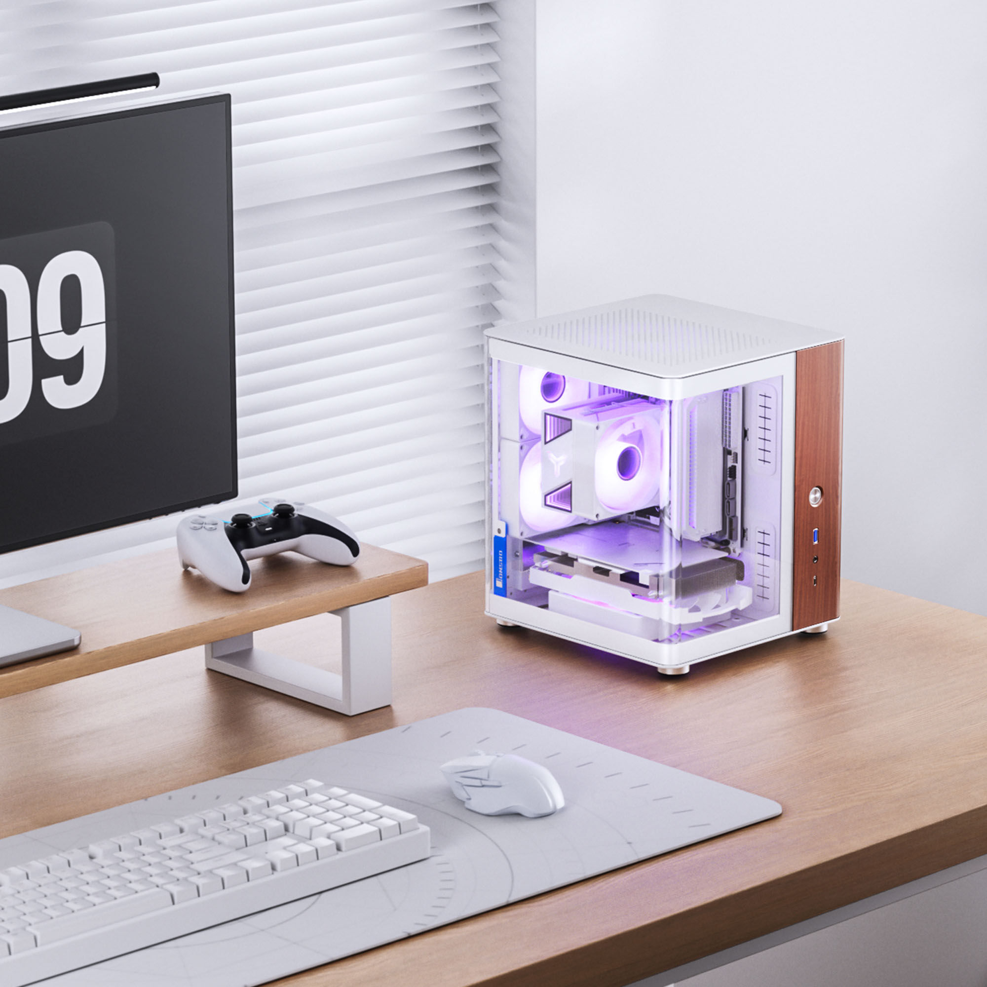 Jonsbo TK-0 PC Case, Mini-Tower, Mini-ITX, Tempered Glass, Wood - White : image 12