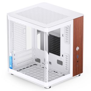 Jonsbo TK-0 PC Case, Mini-Tower, Mini-ITX, Tempered Glass, Wood - White : image 2