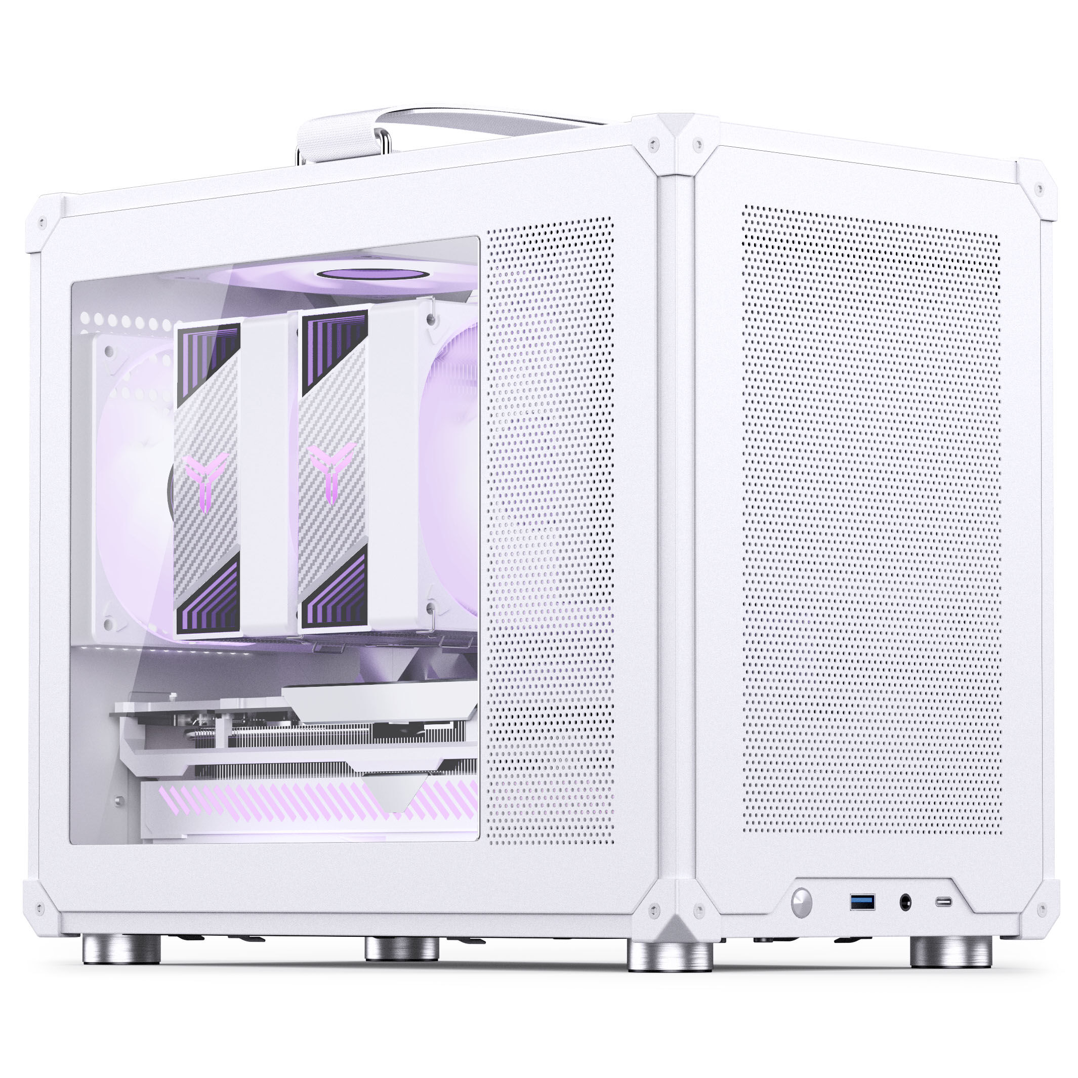 Jonsbo C6 MAX PC Case, Mini Case, Micro-ATX, Tempered Glass - White