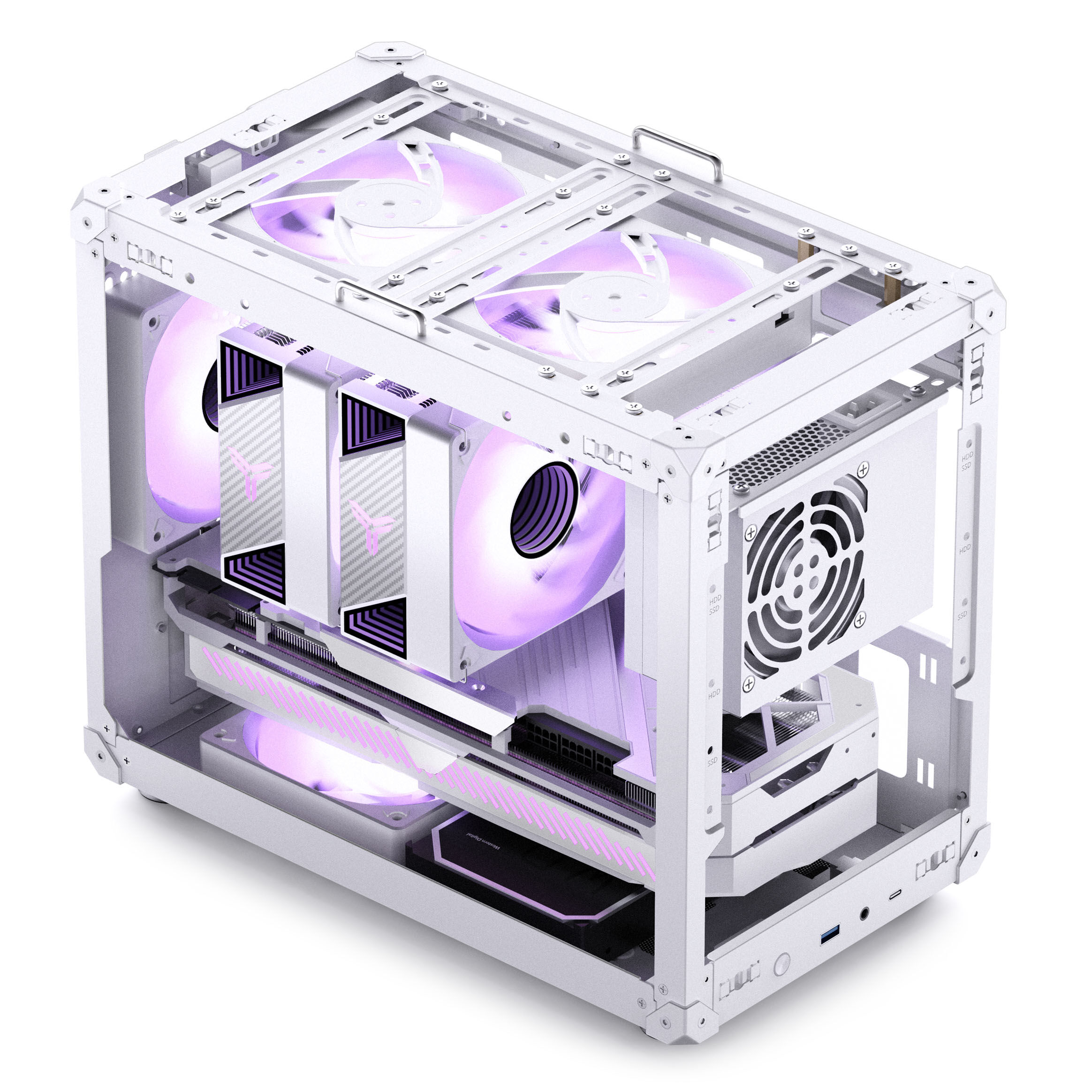 Jonsbo C6 MAX PC Case, Mini Case, Micro-ATX, Tempered Glass - White