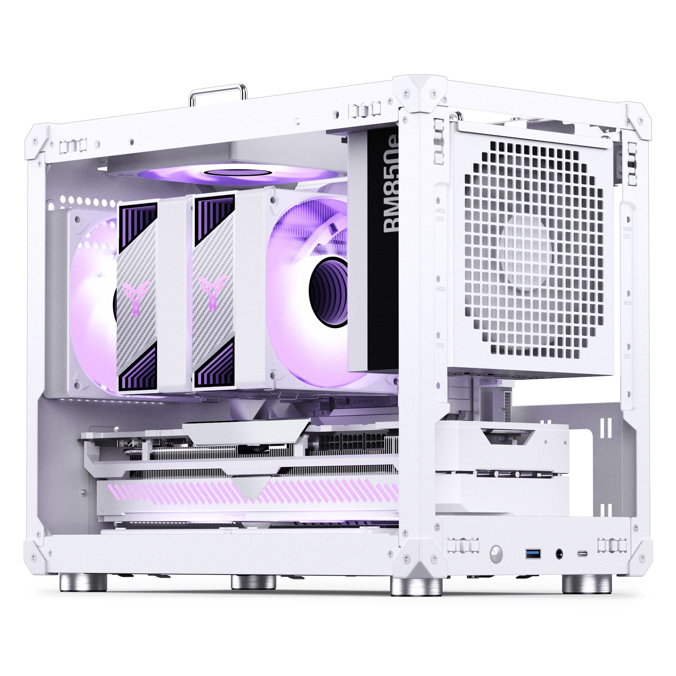 Jonsbo C6 MAX PC Case, Mini Case, Micro-ATX, Tempered Glass - White