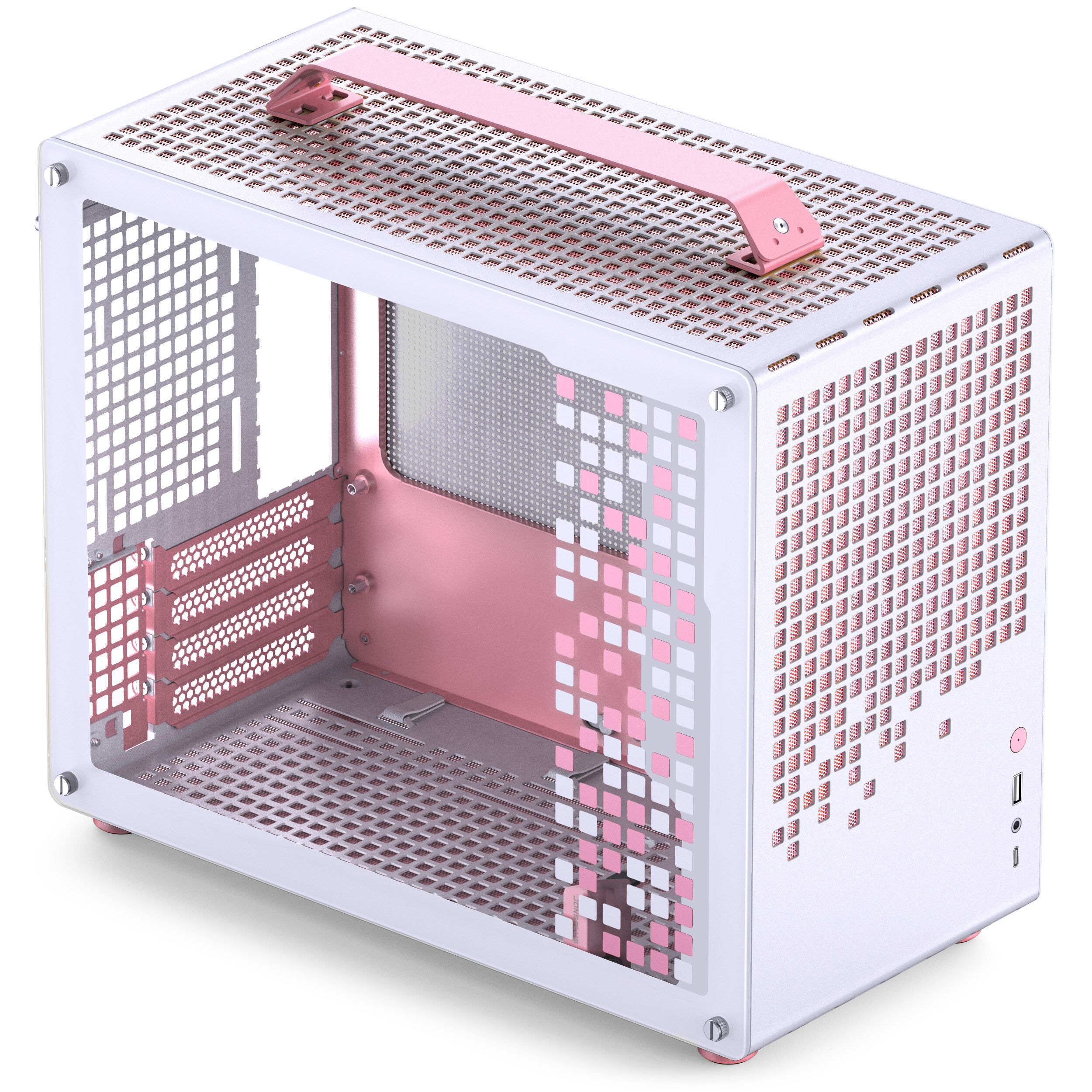 Jonsplus (Jonsbo) Z20 Micro-ATX case, with carrying handle - white/pink
