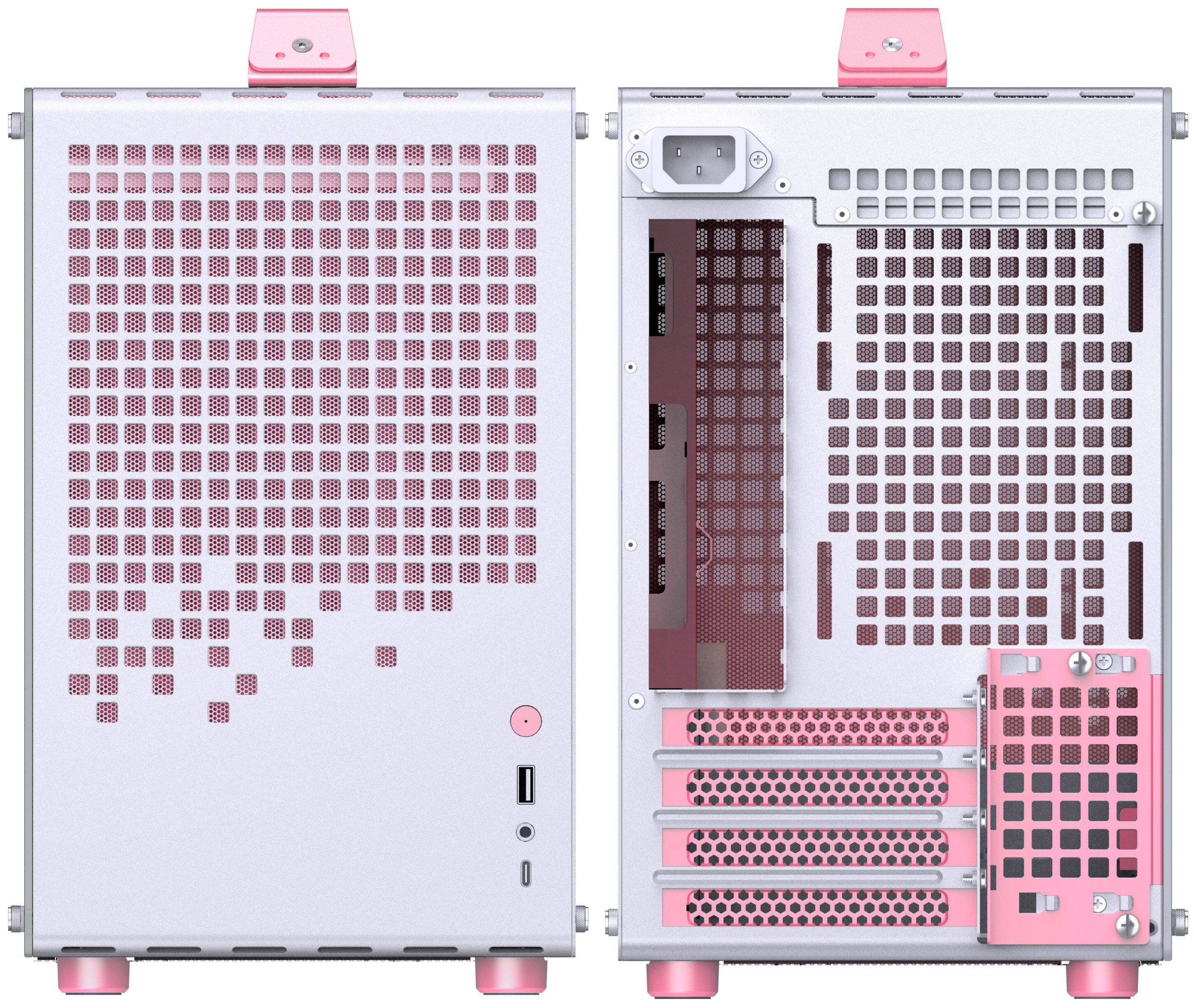 Jonsplus (Jonsbo) Z20 Micro-ATX case, with carrying handle - white/pink