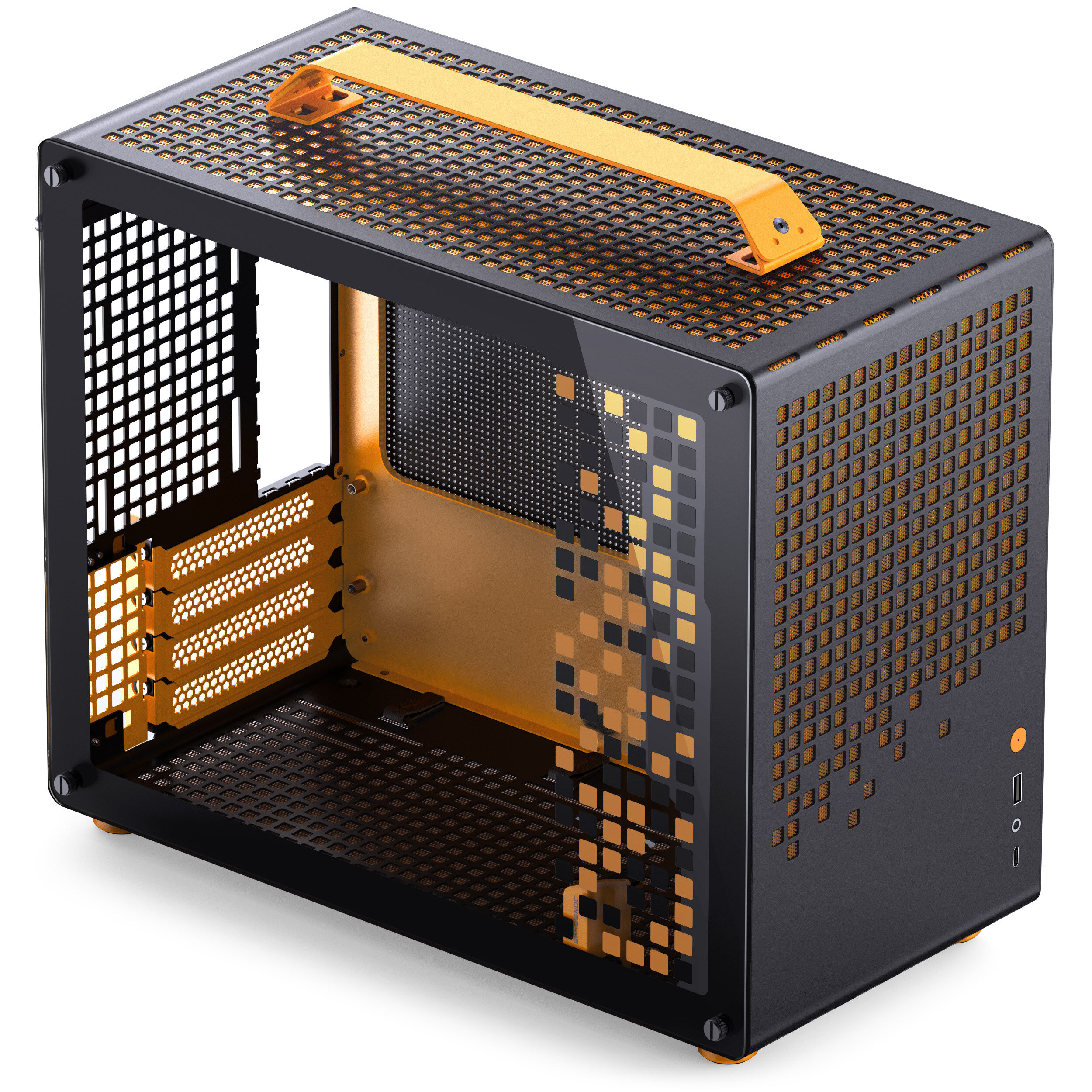 Jonsplus (Jonsbo) Z20 Micro-ATX case, with carrying handle - black/orange