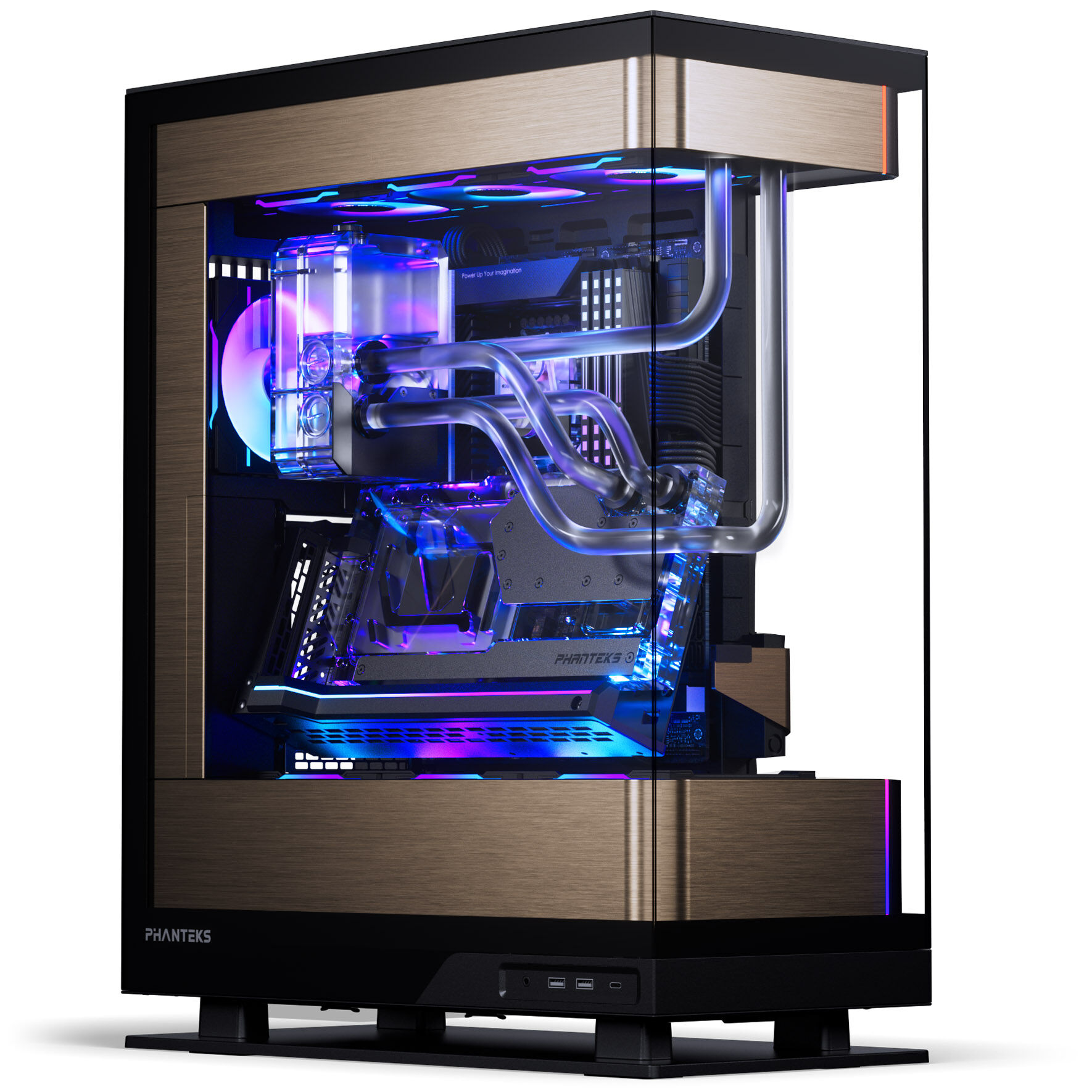PHANTEKS Evolv X2 PC case, Midi-Tower, E-ATX, Tempered Glass, DRGB - black / gold