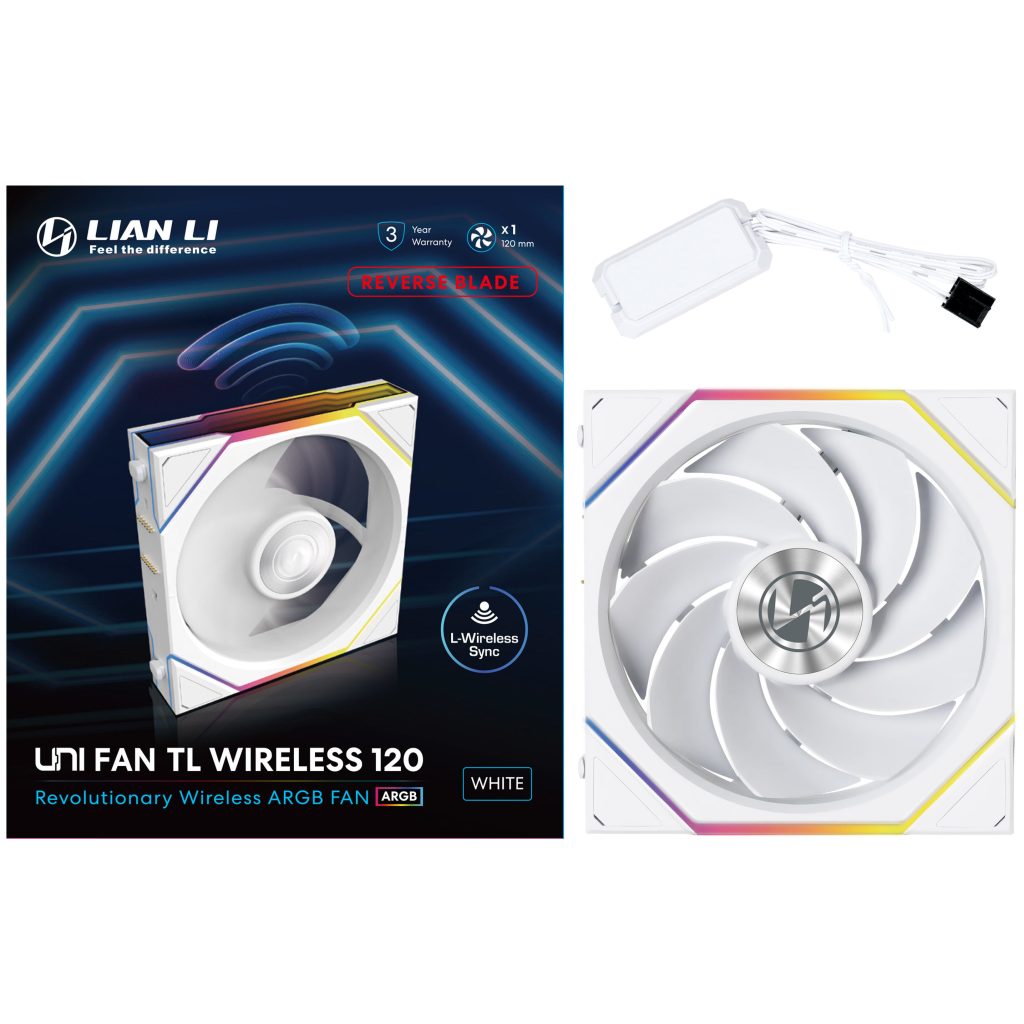 Lian Li UNI FAN TL Wireless Fan, ARGB, PWM - Reverse Blade, 120mm, white