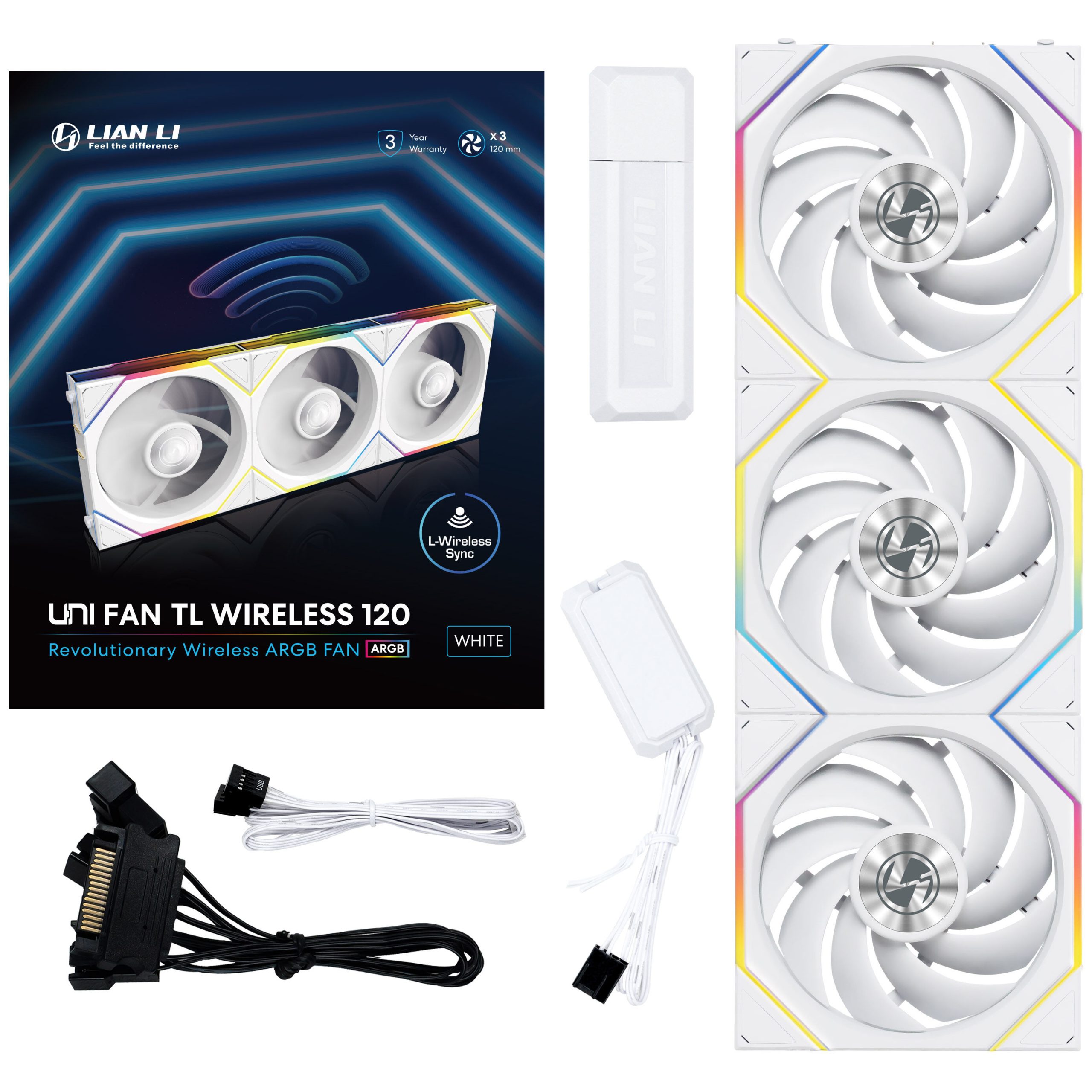 Lian Li UNI FAN TL wireless fans, ARGB, PWM, pack of 3 - 120 mm, white : image 10