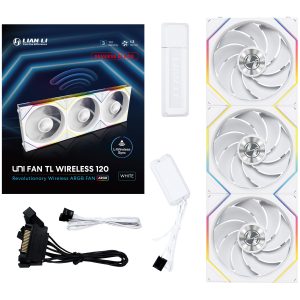 Lian Li UNI FAN TL wireless fans, ARGB, PWM, pack of 3 - reverse blade, 120mm, white