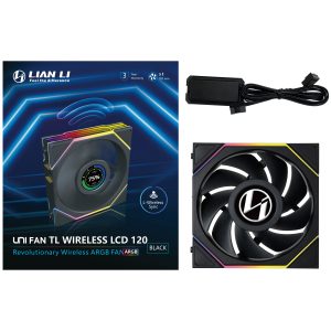 Lian Li UNI FAN TL Wireless LCD Fan, ARGB, PWM - 120 mm, black - B-Grade