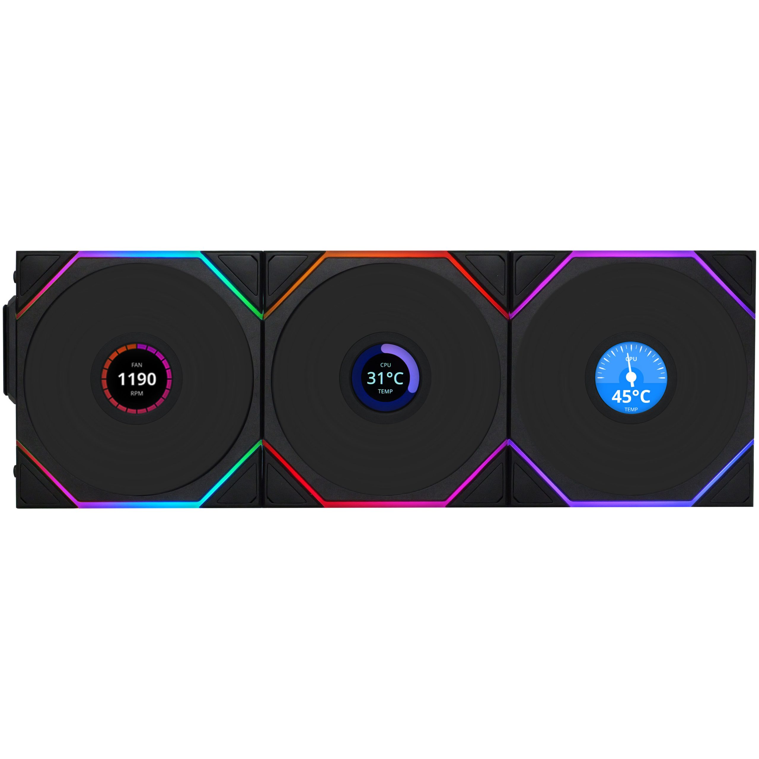 Lian Li UNI FAN TL Wireless LCD fan, ARGB, PWM, pack of 3 incl. controller - 120 mm, black
