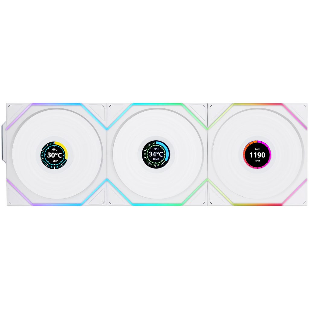 Lian Li UNI FAN TL Wireless LCD fan, ARGB, PWM, pack of 3 incl. controller - 120 mm, white