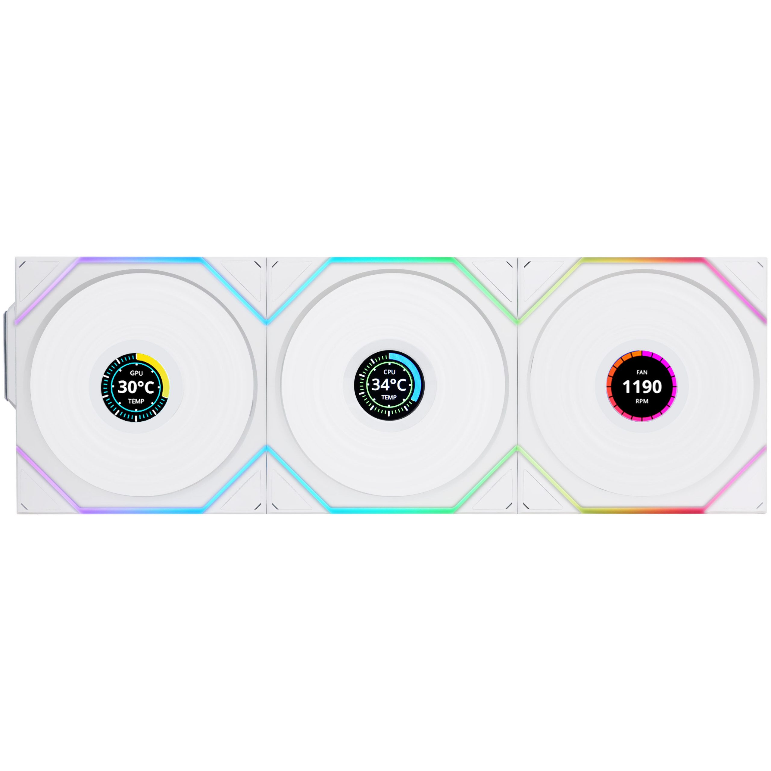 Lian Li UNI FAN TL Wireless LCD fan, ARGB, PWM, pack of 3 incl. controller - 120 mm, white