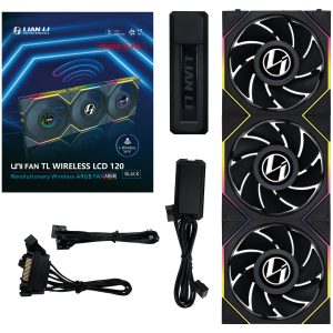 Lian Li UNI FAN TL-LCD Wireless Reverse Blade Fan, 3-Pack incl. Controller - 120mm, Black