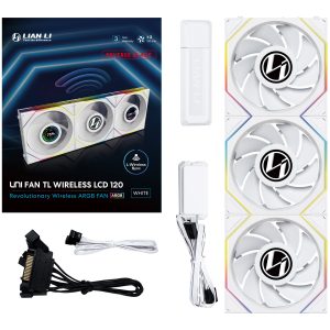 Lian Li UNI FAN TL Wireless LCD fan, ARGB, PWM, 3-pack including controller - Reverse Blade, 120 mm, white