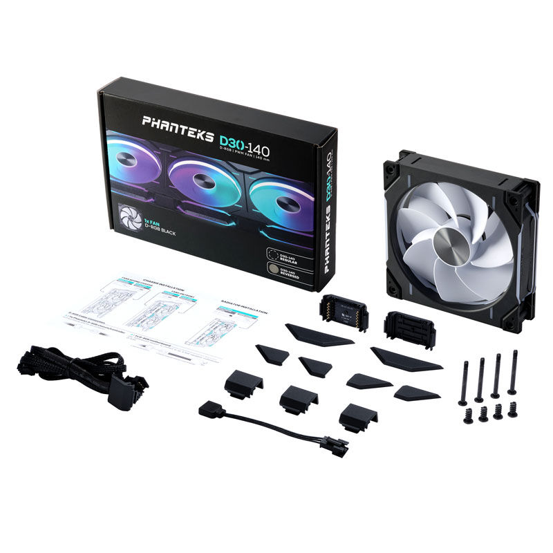 PHANTEKS D30 PWM Reverse Airflow, D-RGB fan - 140mm, black : image 8