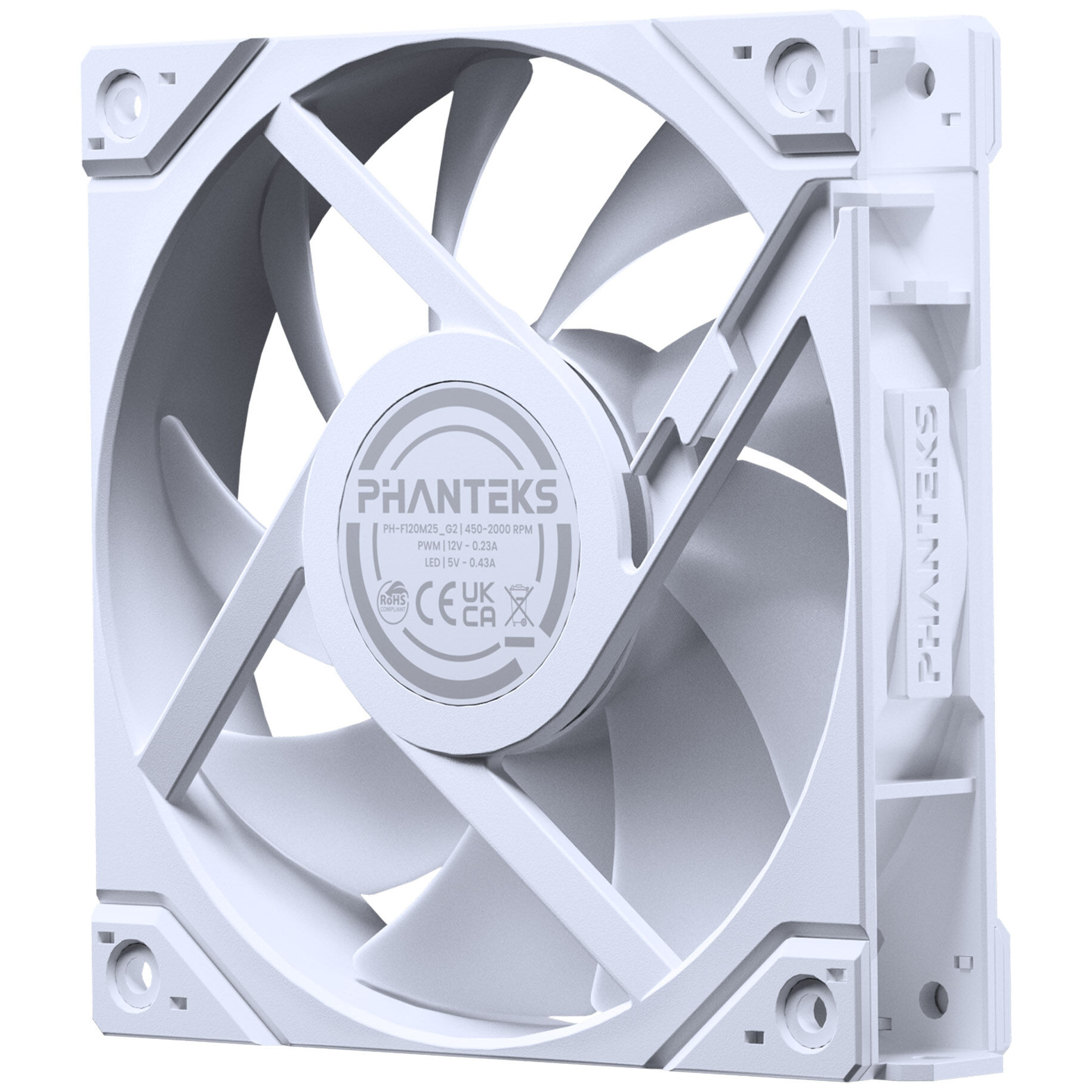 PHANTEKS M25 Gen2 PWM D-RGB fan, 3-pack - Reverse Blade, 120mm, white