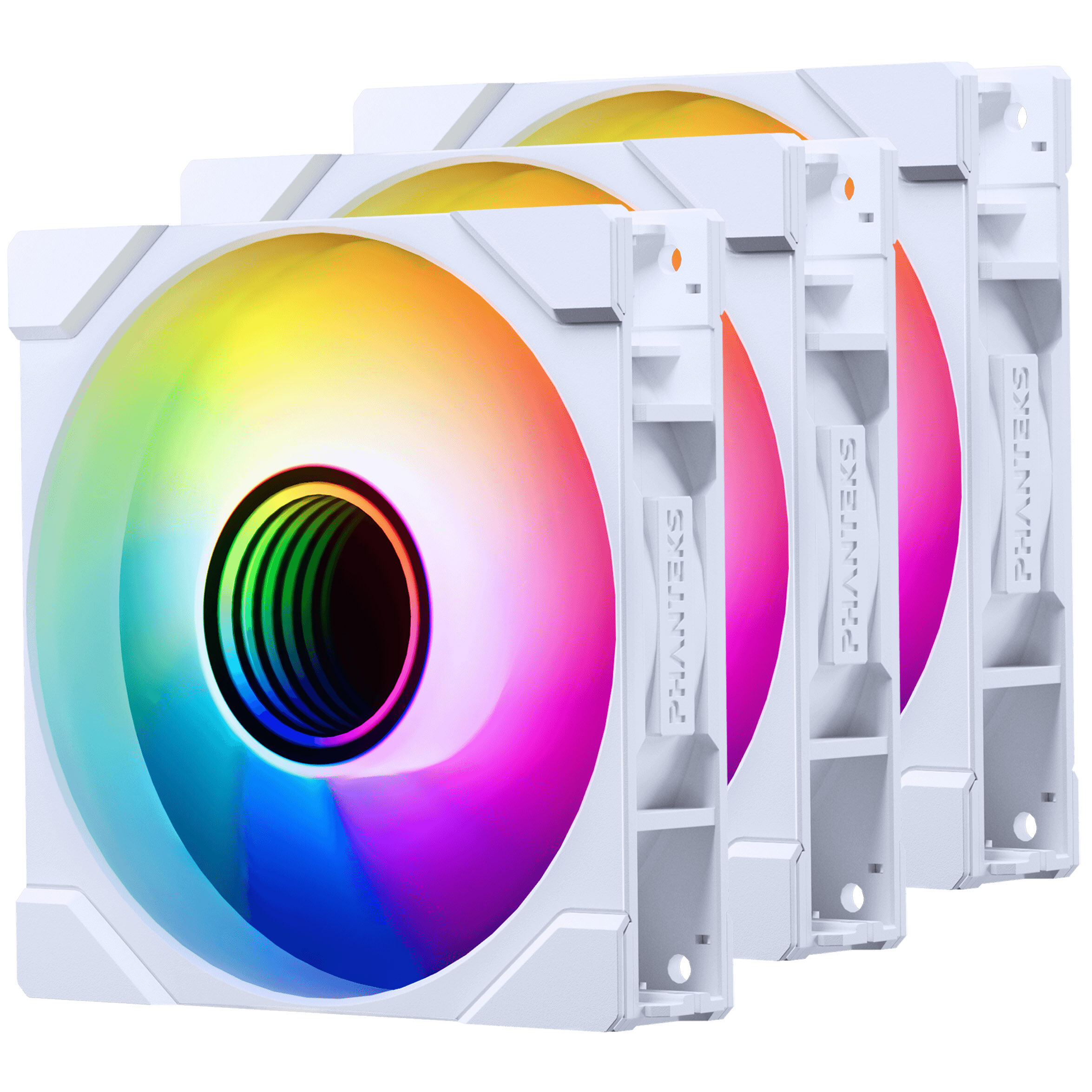 PHANTEKS M25 Gen2 PWM D-RGB fan, 3-pack - Reverse Blade, 120mm, white