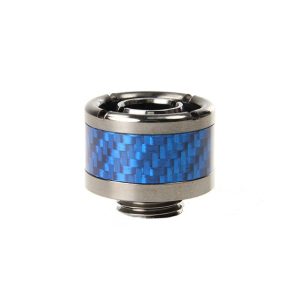 ModMyToys 16/10mm (ID 3/8 OD 5/8) Compression Fitting Straight - Black Chrome + Blue Carbon