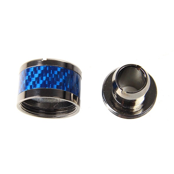 ModMyToys 16/10mm (ID 3/8 OD 5/8) Compression Fitting Straight - Black Chrome + Blue Carbon