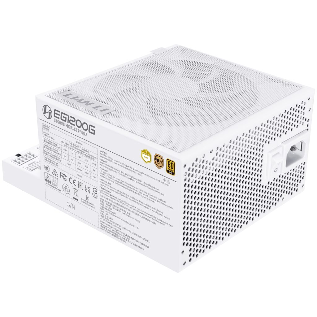 Lian Li EDGE GOLD 1200 80 PLUS Gold power supply, PCIe 5.1, ATX 3.1 - 1,200 Watt, white, incl. USB hub