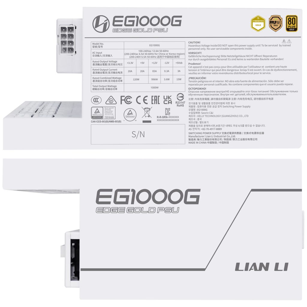Lian Li EDGE GOLD 1000 80 PLUS Gold power supply, PCIe 5.1, ATX 3.1 - 1,000 Watt, white, incl. USB hub : image 7