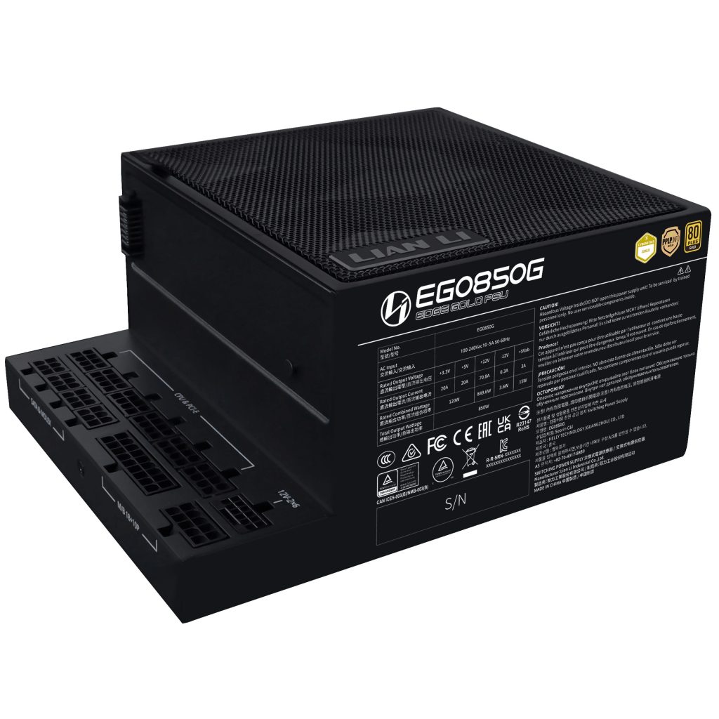 Lian Li EDGE GOLD 850 80 PLUS Gold power supply, PCIe 5.1, ATX 3.1 - 850 Watt, black