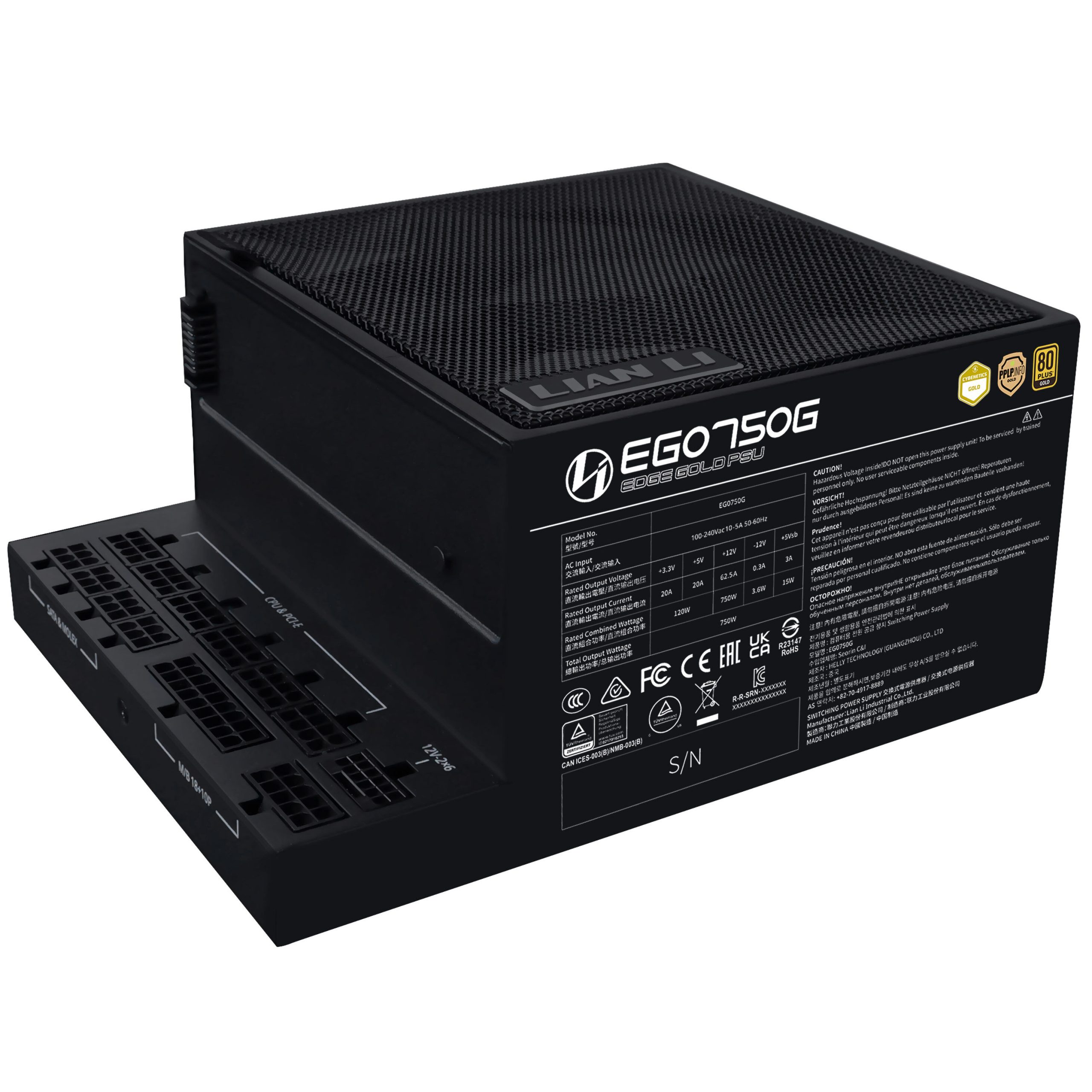 Lian Li EDGE GOLD 750 80 PLUS Gold power supply, PCIe 5.1, ATX 3.1 - 750 Watt, black