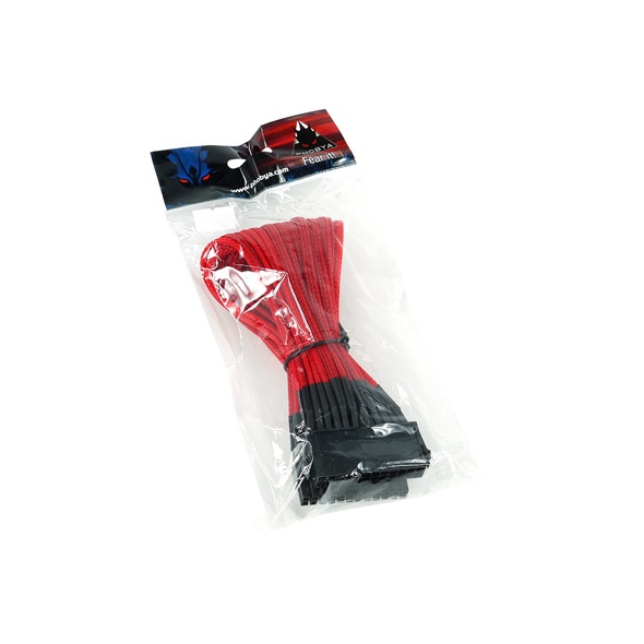 Phobya 24Pin PSU Extension Individually Sleeved 30cm - UV Red