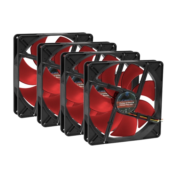 Phobya Silent G-18 700rpm Red LED 4-way Bundle (4x fan package)