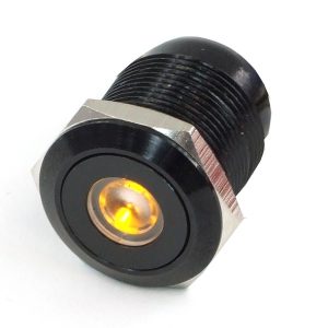 Push-Button 16mm Aluminum Black, Yellow Dot Lighting 5pin