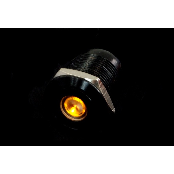 Push-Button 16mm Aluminum Black, Yellow Dot Lighting 5pin
