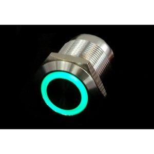 Push-Button 19mm Stainless Steel, Green Ring Lighting 6pin