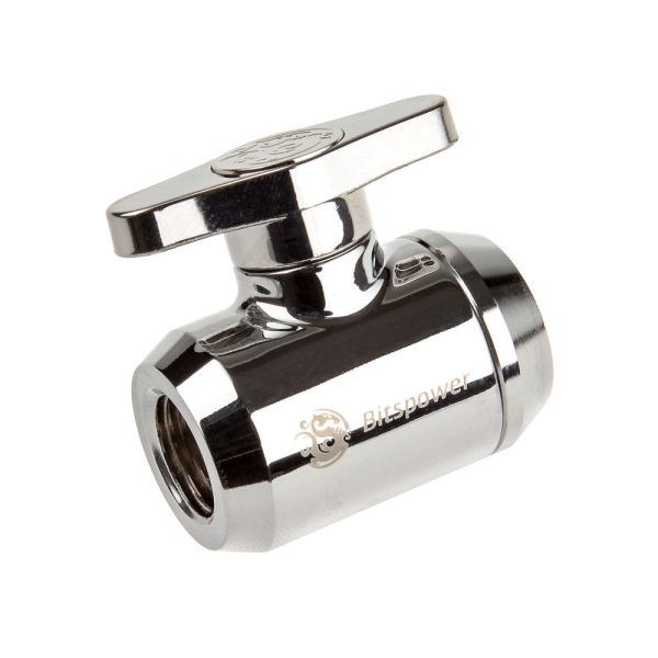 Bitspower stopcock 2x IG 1/4 inch, silver handle – silver shining