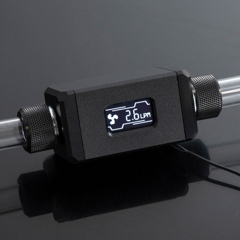 Bitspower flow sensor, 2x G1/4 inch connections, OLED display