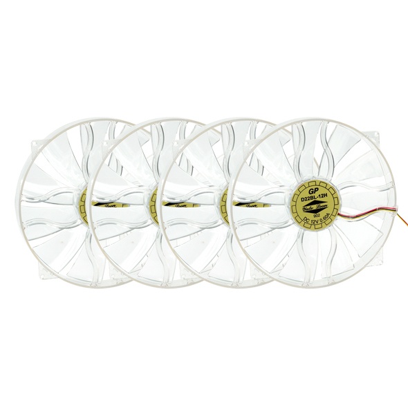 Yate Loon D22BL-12H 220mm/750rpm Blue LED  (4x Fan Pack)
