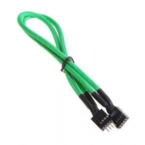 BitFenix internal USB extension 30cm - sleeved green / black