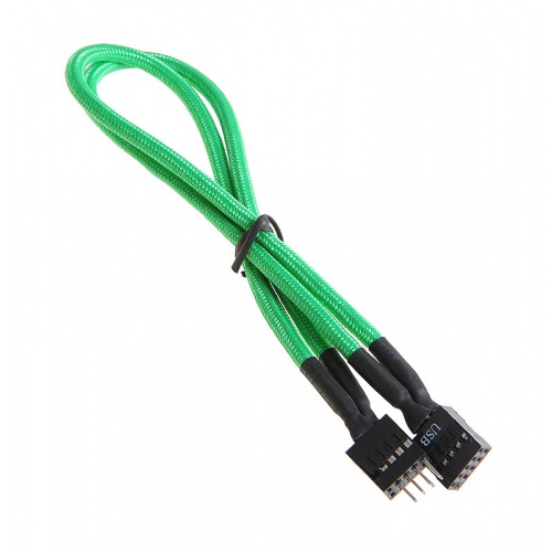 BitFenix internal USB extension 30cm - sleeved green / black