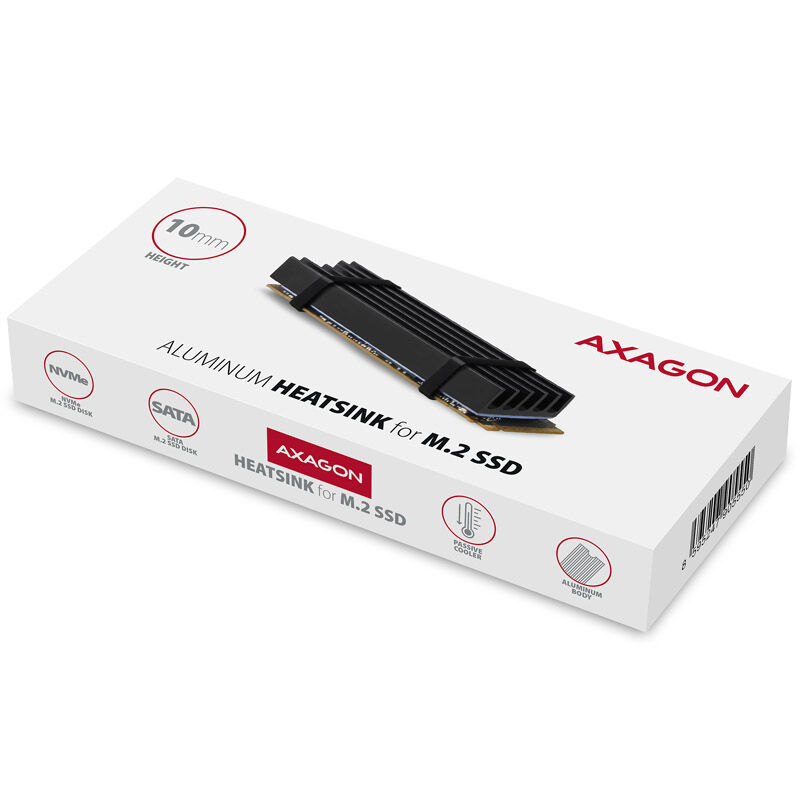 AXAGON CLR-M2L10 passive M.2 SSD heatsink - 2280, 10 mm height, aluminum, black : image 6