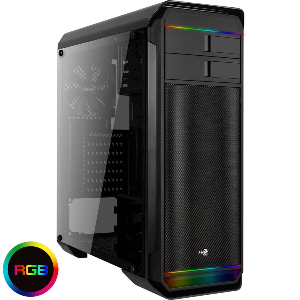 Aerocool Aero 500 Black RGB Mid-Tower Gaming Case With Window (Black ...