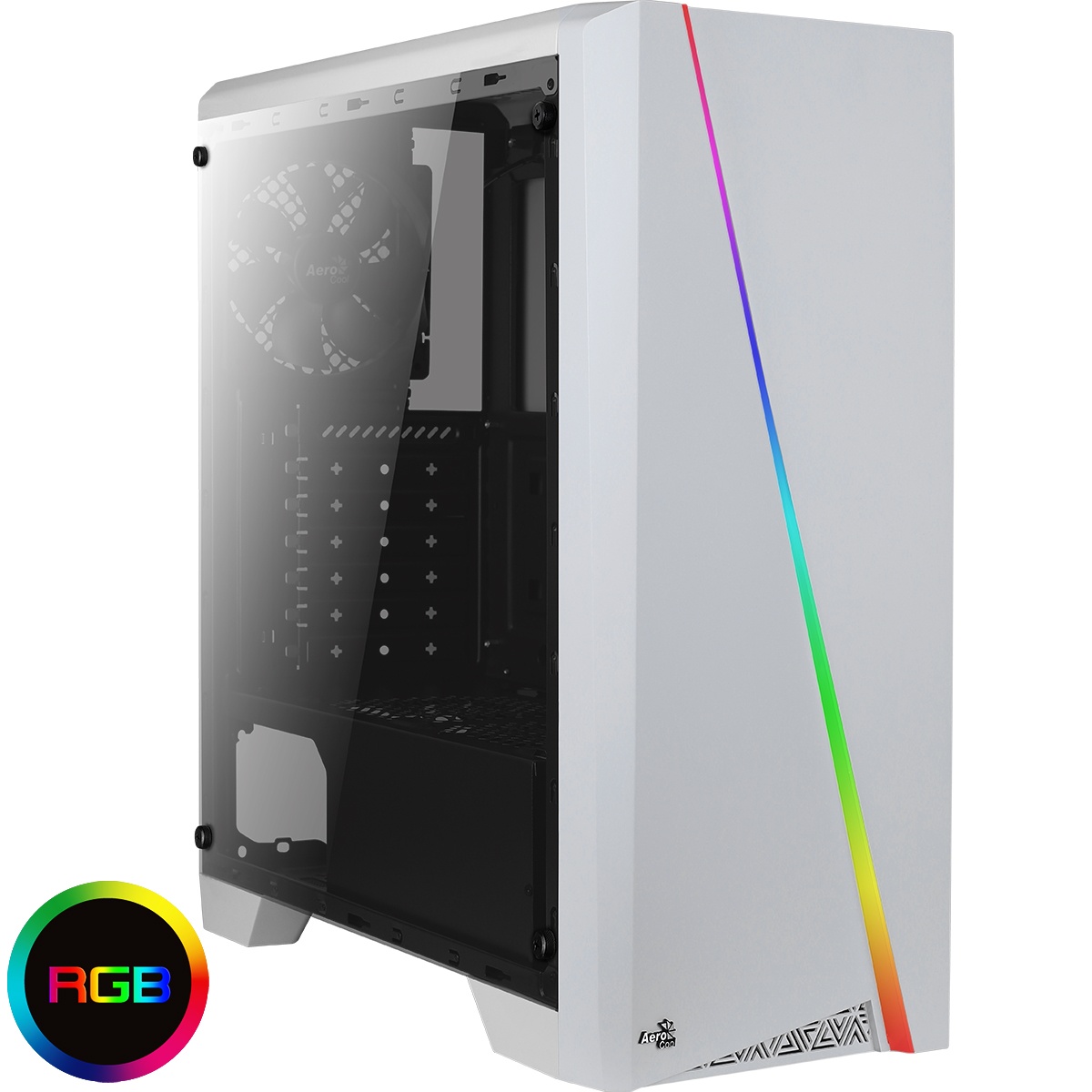 AEROCOOL - Cylon White RGB LED Mid-Tower Gaming Case Tempered Glass ...