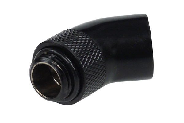 Alphacool angled adaptor 45- - revolvable - G1/4 outer thread to G1/4 inner thread - Deep Black