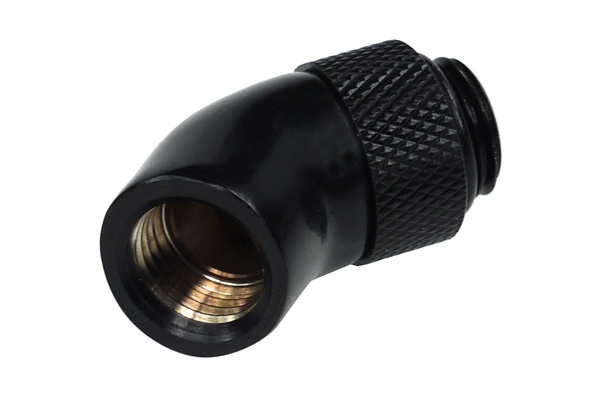 Alphacool angled adaptor 45- - revolvable - G1/4 outer thread to G1/4 inner thread - Deep Black