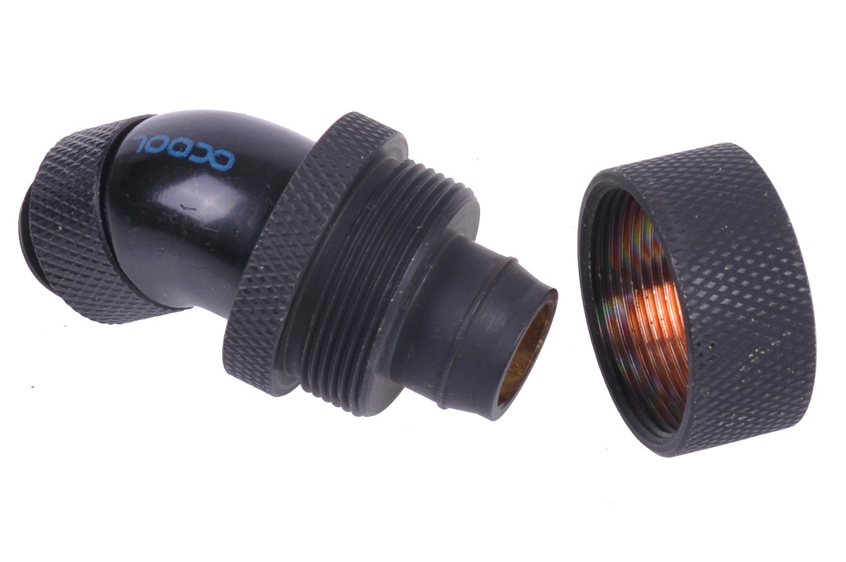 Alphacool HF 19/13 Compression Fitting 45degree Rotary G1/4 - Deep Black