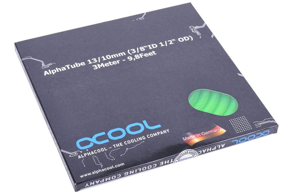 Alphacool tubing AlphaTube HF 10.13 (3.8 ID) - UV Green 3m (9,8ft) Retailbox
