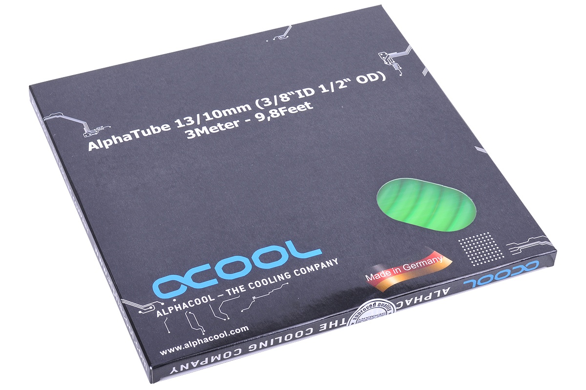Alphacool tubing AlphaTube HF 10.13 (3.8 ID) - UV Green 3m (9,8ft) Retailbox