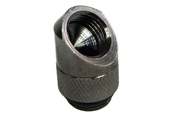 Angled adaptor 45- Rotary G1/4 Outer Thread - G1/4 Inner Thread - Knurled - Black Nickel